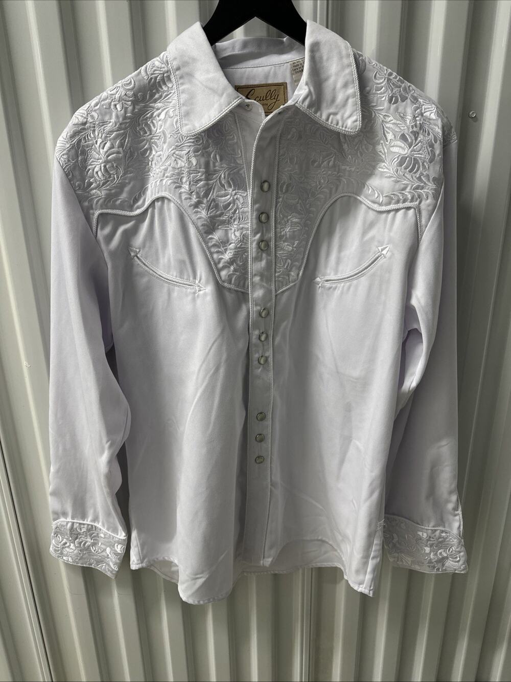 Scully M Shirt Embroidery Pearl Snaps Ivory Cowboy Western Rockabiilly Men's